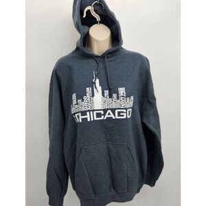 Chicago Pullover Hoodie Women's Medium Gray Cotton Blend Souvenir Sweatshirt